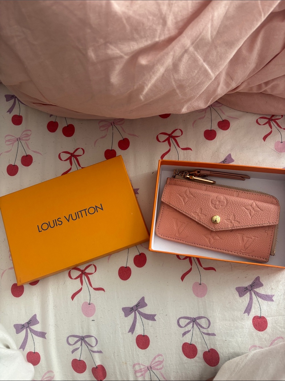Louis Vuitton Coral Pink Monogram Zip Card Wallet